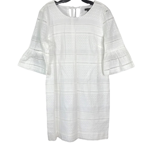 J Crew Flutter Sleeve Shift Dress In Eyelet 100% Cotton SIZE 8 - Picture 2 of 15